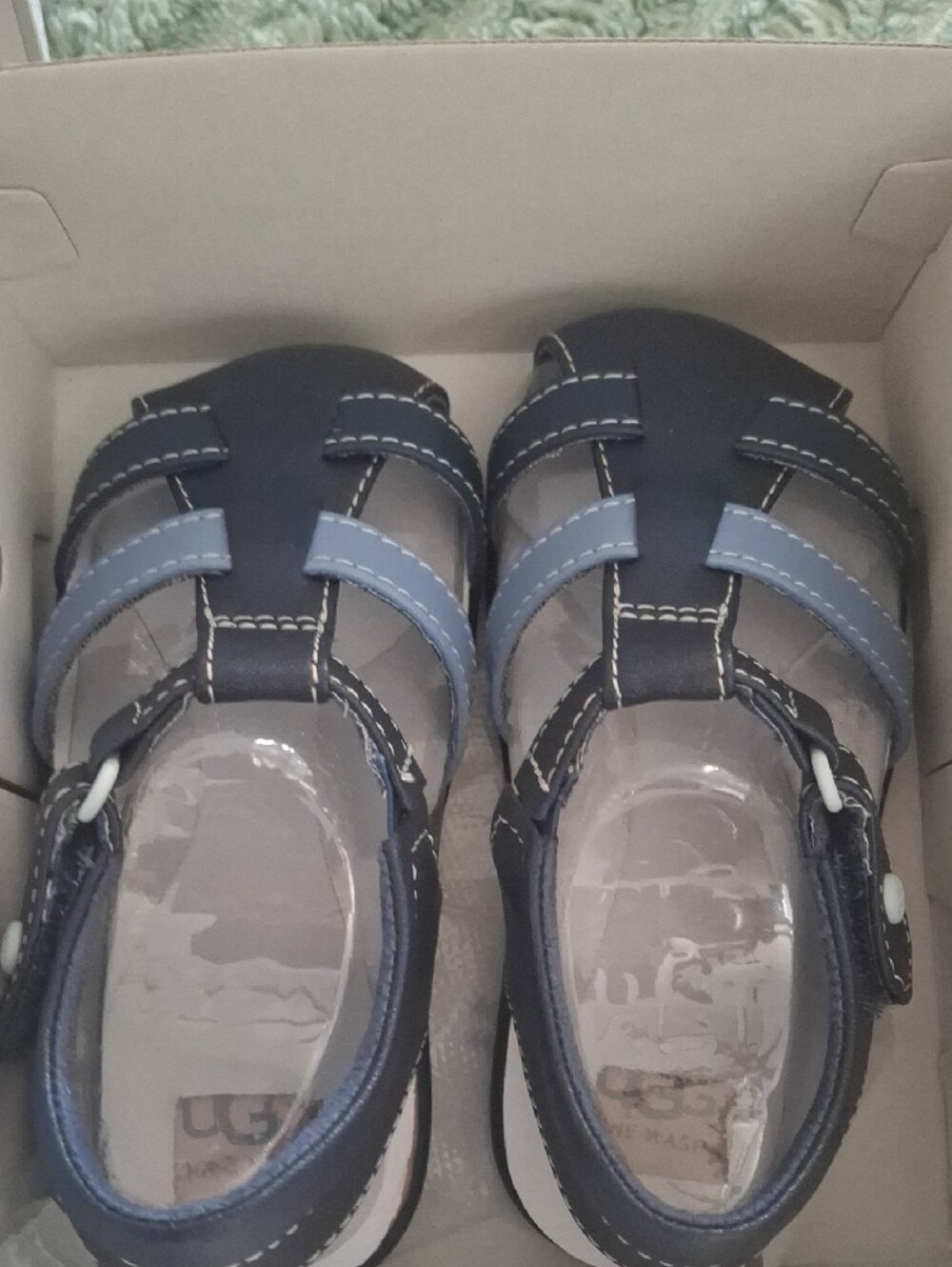 UGG Kids Navy and Light Blue Strappy Sandals - Picture 4 of 5